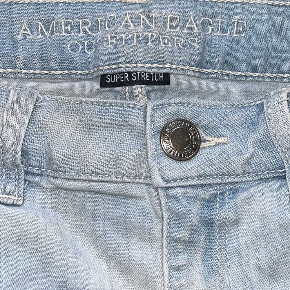 EXCELLENT DISTRESSED CONDITION AMERICAN EAGLE HI-RISE SHORTIE SHORTS SIZE 8 - Picture 6 of 8